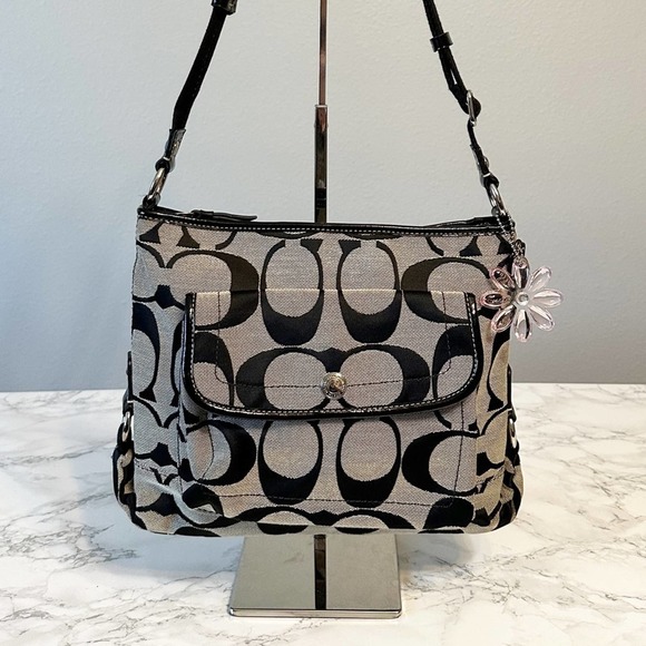 Coach Handbags - 6. Coach Signature Daisy File Jacquard Shoulder Messenger Bag with Bag Charms